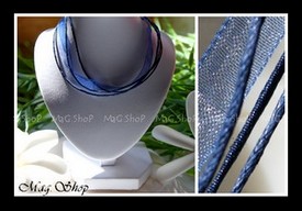 Atelier / Collier Cordons Coton & Organza Couleur Bleu Nuit