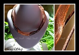 Atelier / Collier Cordons Coton & Organza Couleur Chocolat au Lait