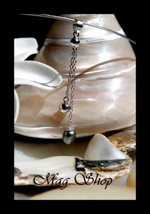 Ahe Collier Argent 925 & Keishi de Tahiti MAG.SHOP