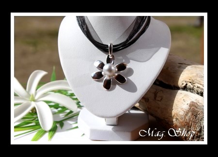 Ahutiare Collier Fleur de Tiaré Perle de Tahiti Modèle 2 MAG.SHOP