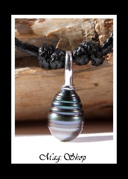 Akiaki Collier Argent Rhodié 925 Perle de Tahiti Modèle 2 MAG.SHOP