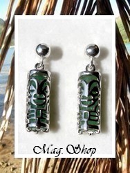 TIKI Collection / Boucles d'Oreilles TIKIS Marquisiens Amour / Argent Rhodié 925 (3.30g) / Adventurine (Photos Contractuelles)