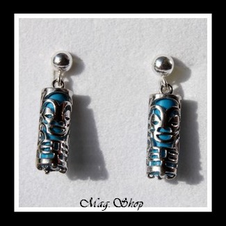 Amour Boucles Tikis Turquoise Argent Rhodié 925 MAG.SHOP