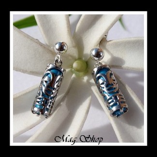 Amour Boucles Tikis Turquoise Argent Rhodié 925 MAG.SHOP