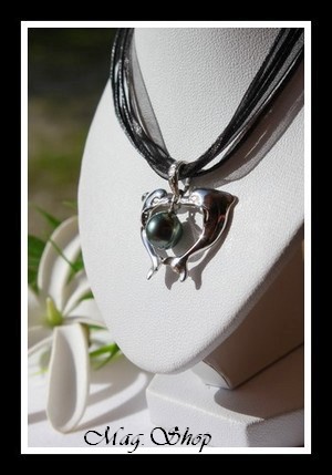 Aoearoa Collier 2 Dauphins Perle de Tahiti MAG.SHOP