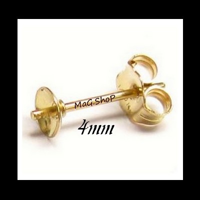 Apprêt Boucles Clous Gold Filled 14K Cupules 4mm MAG.SHOP