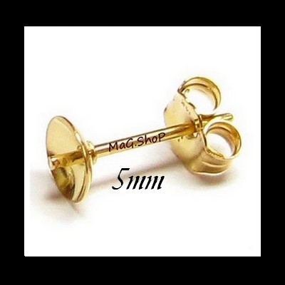 Apprêt Boucles Clous Gold Filled 14K Cupules 5mm MAG.SHOP