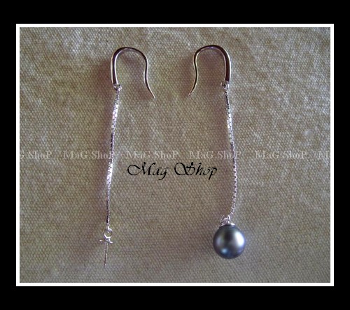 Apprêt Boucles D`Oreilles Hameçon + Chaîne  Argent Rhodié 925 MAG.SHOP