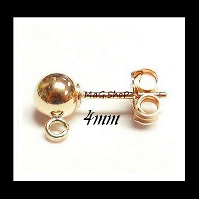 Apprêt Boucles Gold Filled 14K Boules 4mm MAG.SHOP