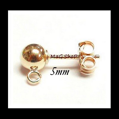 Apprêt Boucles Gold Filled 14K Boules 5mm MAG.SHOP