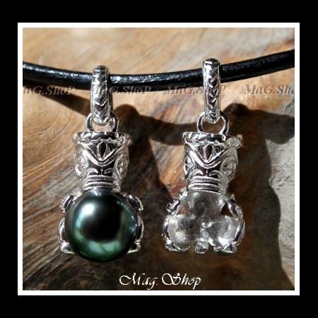 Apprêt Pendentif TIKI Tatoué H 2.5cm Argent Rhodié 925 MAG.SHOP