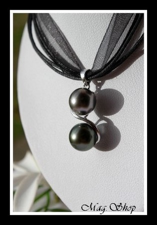 Aratika Toi & Moi Collier Argent Rhodié 925 Perles de Tahiti Modèle 2 MAG.SHOP TAHITI