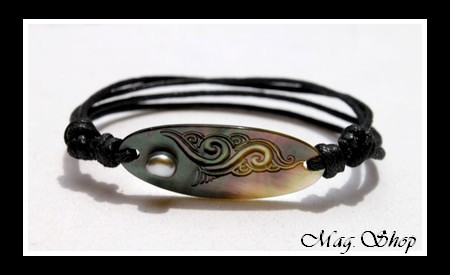 Archipels Collection  Bracelet Taravao Vagues Nacre 4cm de Tahiti & Perle Keishi de Tahiti MAG.SHOP