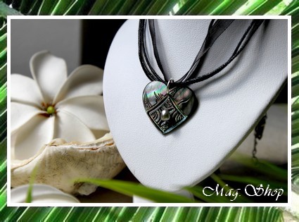 Archipels Collection - Collier Miti Coeur Maori Nacre 2.5cm & Keishi de Tahiti MAG.SHOP