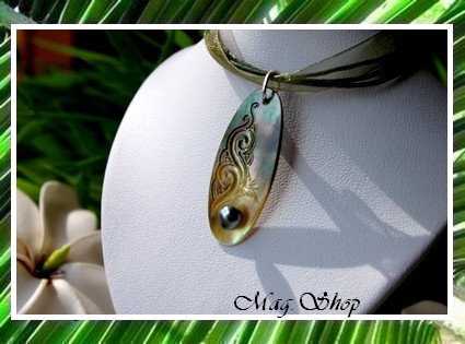 Archipels Collection  Collier Miti Taravao Vagues Nacre de Tahiti & Perle Keishi de Tahiti MAG.SHOP