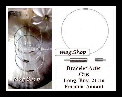 Atelier - Bracelet Câble Acier Aimant  Gris MAG.SHOP