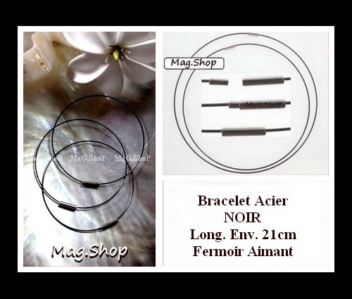 Atelier - Bracelet Câble Acier Aimant  Noir MAG.SHOP