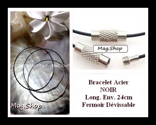 Atelier - Bracelet Câble Acier Dévissable  Noir MAG.SHOP