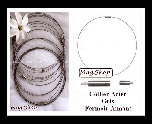 Atelier - Collier Câble Acier Aimant  Gris MAG.SHOP
