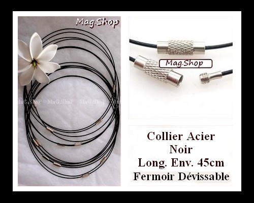 Atelier - Collier Câble Acier Dévissable  Noir MAG.SHOP