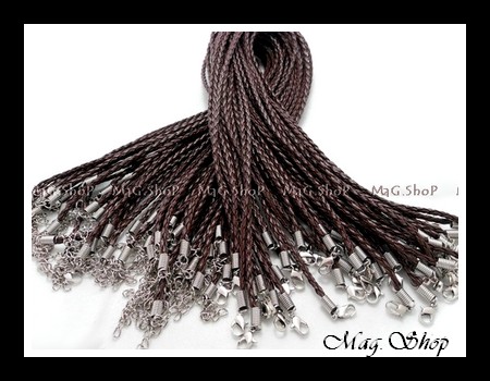 Atelier  Collier Cordon Cuir Tressé Marron Foncé 3mm MAG.SHOP