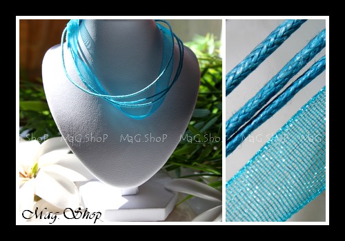  Atelier  Collier Cordons Coton & Organza Couleur Turquoise MAG.SHOP