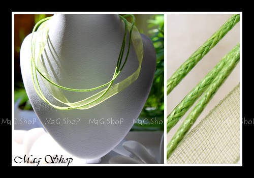 Atelier  Collier Cordons Coton & Organza Couleur Verts Anis MAG.SHOP