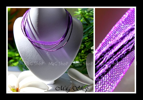 Atelier  Collier Cordons Coton & Organza Couleur Violet MAG.SHOP