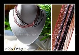 Atelier / Collier Cordons Coton & Organza Couleur Chocolat Noir