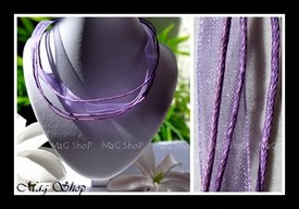 Atelier / Collier Cordons Coton & Organza Couleur Mauve