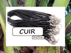 Atelier / Collier Cordon Cuir Noir / Embouts Lisses Argentés