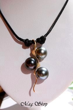 Australes Collier OR  Trio 3 Perles de Tahiti MAG.SHOP