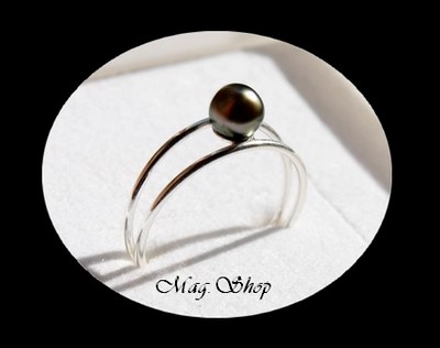 Bague Double Anneaux Argent 925 Keishi de Tahiti MAG.SHOP