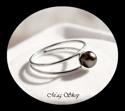 Bague Double Anneaux Argent 925 Keishi de Tahiti MAG.SHOP