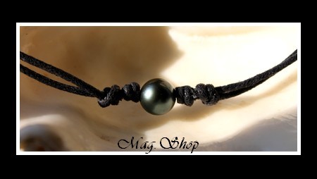 BORA-BORA Collection  Collier Surfeur Perle Ronde de Tahiti  9.5mm-10mm -MAG.SHOP