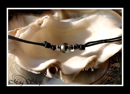 BORA-BORA Collection  Collier Surfeur Perle de Tahiti Ronde Intercalaires Argent 925 MAG.SHOP