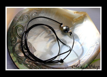 Bora-Bora Collection  Collier Surfeur Intercalaires Argent 925 Perle Ronde de Tahiti MAG.SHOP