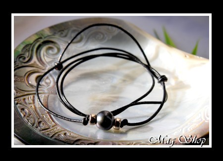 Bora-Bora Collection  Collier Surfeur Intercalaires Argent 925 Perle Ronde de Tahiti MAG.SHOP