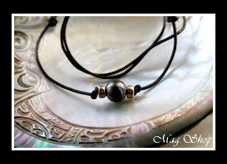 Bora-Bora Collection  Collier Surfeur Intercalaires Argent 925 Perle Ronde de Tahiti MAG.SHOP