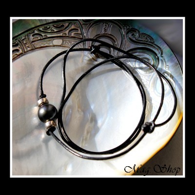 Bora-Bora Collection  Collier Surfeur Intercalaires Argent 925 Perle Ronde de Tahiti MAG.SHOP