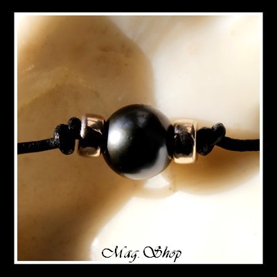 Bora-Bora Collection  Collier Surfeur Intercalaires Argent 925 Perle Ronde de Tahiti MAG.SHOP