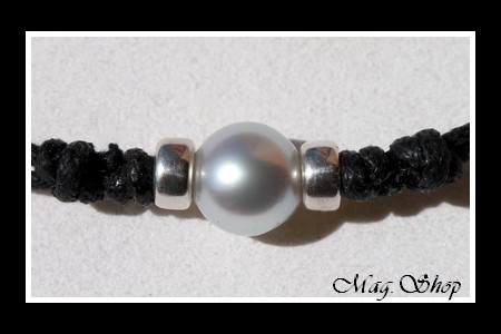 Bora-Bora Collection Collier Surfeur Perle Ronde de Tahiti  Reflets Blancs MAG.SHOP