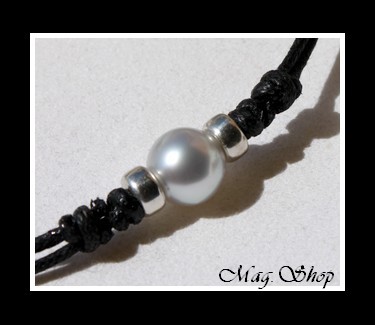 Bora-Bora Collection Collier Surfeur Perle Ronde de Tahiti  Reflets Blancs MAG.SHOP
