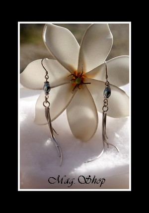 BOUCLES DOREILLES SNAKE ARGENT RHODIE 925  KEISHIS DE TAHITI . MAG.SHOP