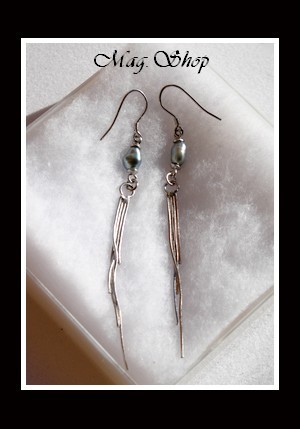 BOUCLES DOREILLES SNAKE ARGENT RHODIE 925  KEISHIS DE TAHITI . MAG.SHOP