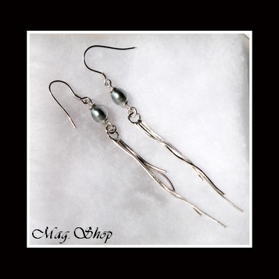 BOUCLES DOREILLES SNAKE ARGENT RHODIE 925  KEISHIS DE TAHITI . MAG.SHOP