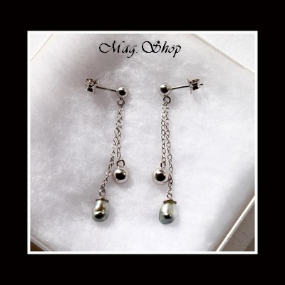 Boucles 925 Hiva Oa` Perles 2 Perles Keishis de Tahiti MAG.SHOP