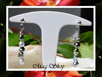 Keishis Collection / Boucles d'Oreilles Tekava Mangareva H:4cm Argent 925 (1.02g) / 10 Perles Keishis de Tahiti 4.50mm/A (photos non contractuelles)