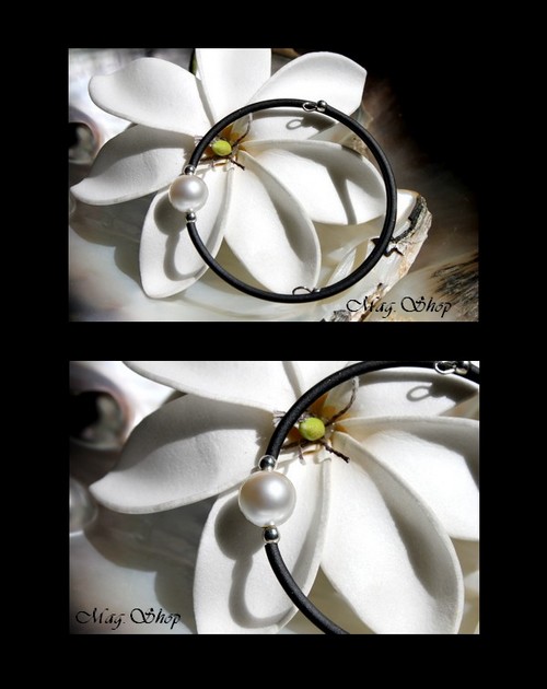 Bracelet Manava Perle Ronde Reflets Blancs de Tahiti MAG.SHOP