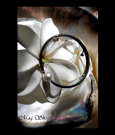 Bracelet Manava Perle Ronde Reflets Blancs de Tahiti MAG.SHOP
